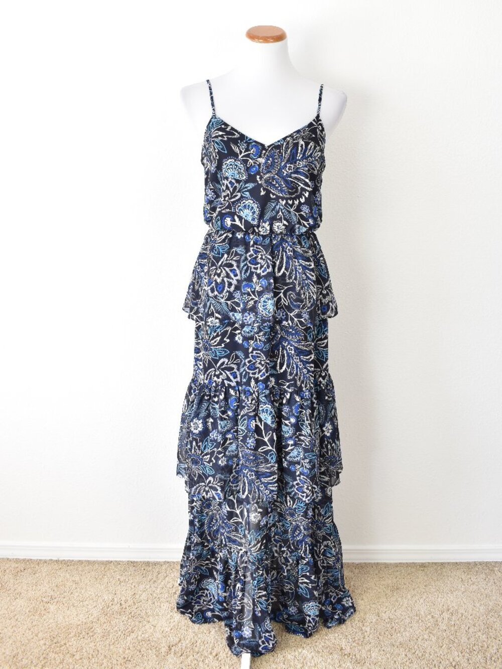 Eliza J Floral Paisley Tiered Ruffle Chiffon Maxi Dress - 2